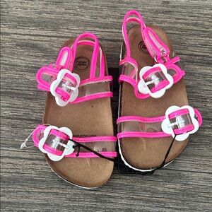 Kids Pink Sandals with White Accents